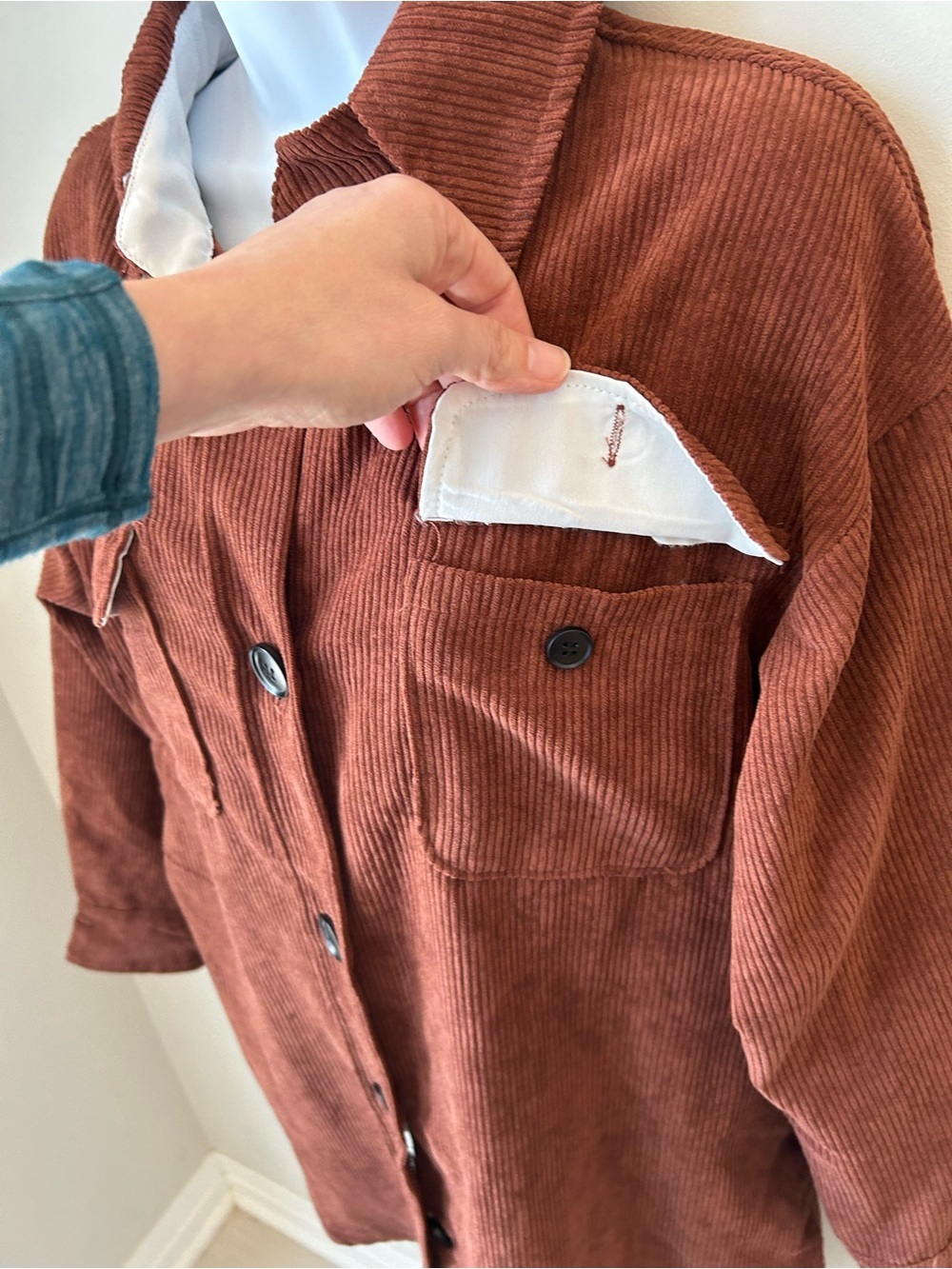 Copper Corduroy Shacket - Coastal Grandma Oversized Dark Academia - Picture 7 of 15
